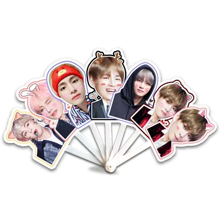 

Bangtan Boys Wholesale Kpop Cartoon Cute Bangtan Boys Folding Fan Promotion Cool Cute PP Hand Fan for Gift Plastic Fan
