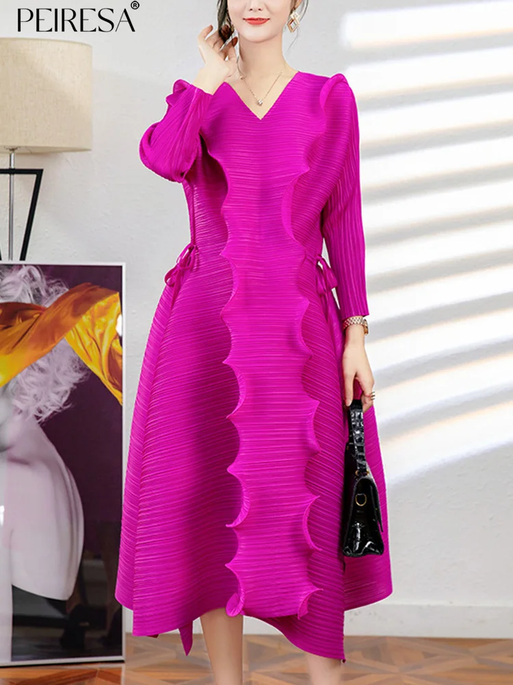 

платье женское винтажное платье платье винтаж Женское плиссированное платье с оборками, элегантное ТРАПЕЦИЕВИДНОЕ платье миди с V-образным вырезом и длинным рукавом, женская одежда на весну и лето, новинка 2023