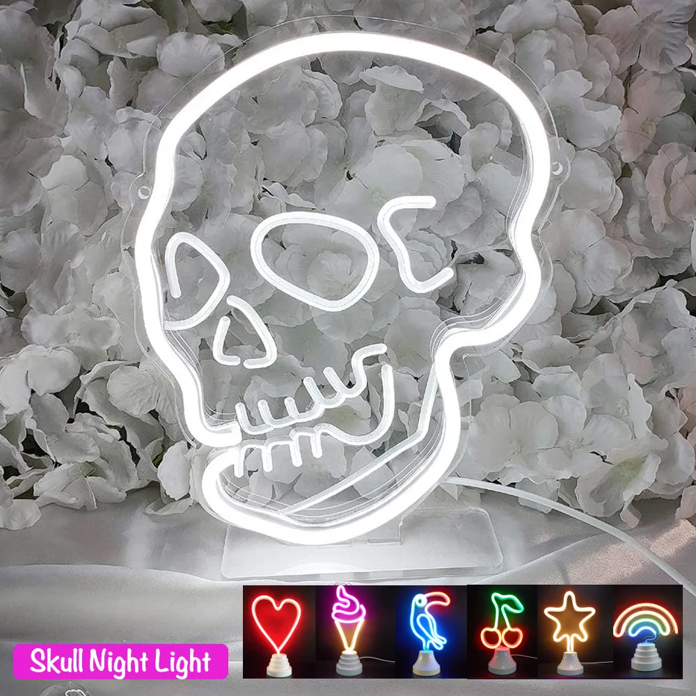 Skull Table Lamp Creative Party Ornament Home Horror Decoration Halloween Living Room Atmosphere Lamp Bedroom Night Light