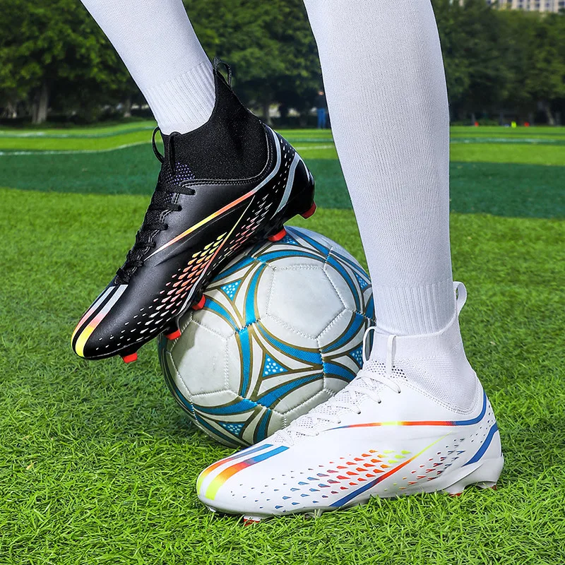 Professional Blue Brand Unisex Soccer Boots High top High Quality Men Women Football Sneakers Breathable Children Football Shoes