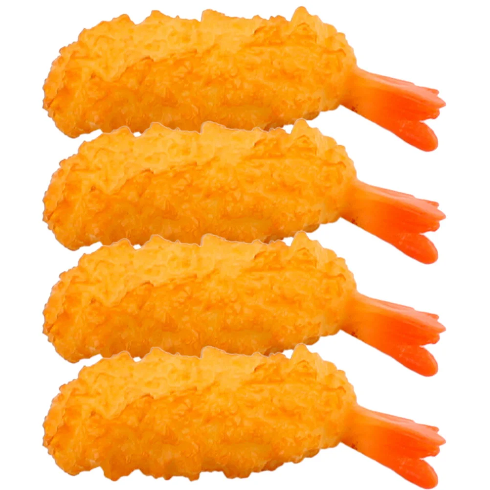 

4Pcs Party Decor Home Decor Realistic Fried Shrimp Japanese Kitchen Decor Fake Meat for Restaurant Kitchen Decoration