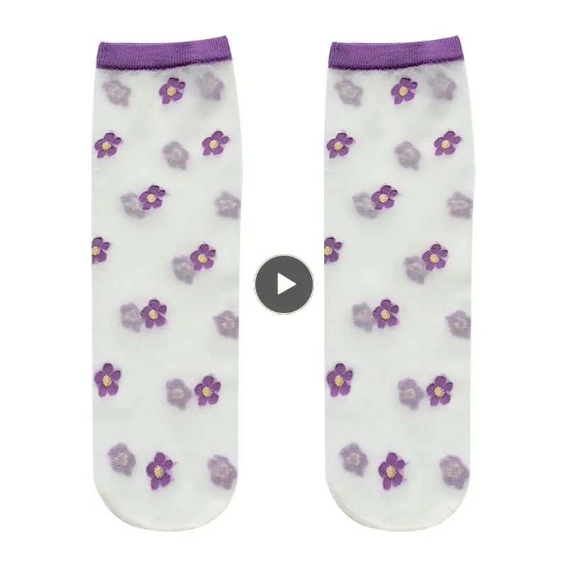 

3 Pairs/set Children's Summer New Ultra-thin Ice Stockings Trend Thin Translucent Tube Socks Candy-colored Girl Socks For Kids