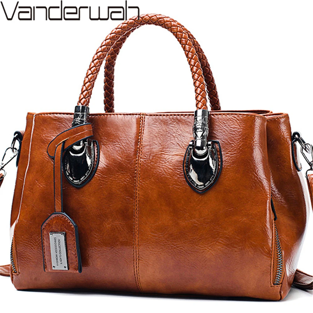 

Vintage Oil Wax leather luxury handbags women bags designer ladies hand bags for women 2022 bag sac a main Femme Bolsa Feminina