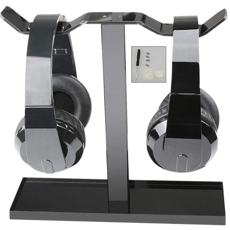 

3.5in Width Earphone Stand Headset Hanger Holder Earphones Mounting Anti-Scratch Heavy Base Desk Accessory Black