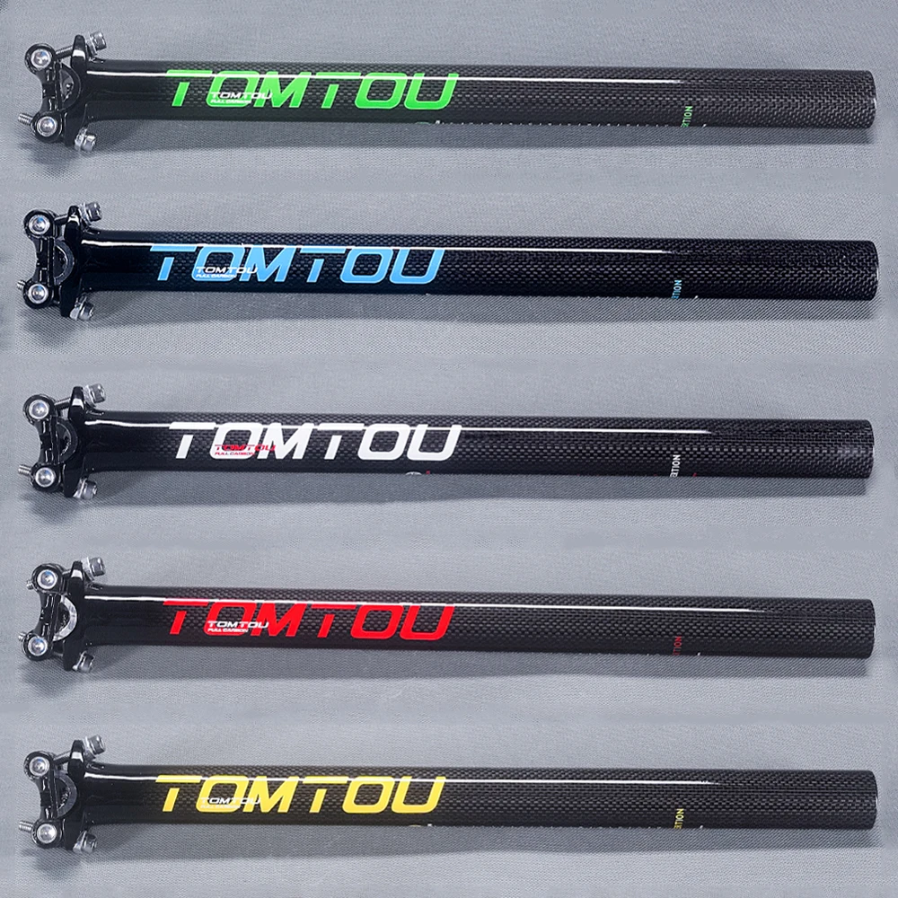 

TOMTOU Bike Seatpost 27.2mm 30.8mm 31.6mm Bicycle Seat Tube Carbon Fiber Seat Post Length 350mm 400mm