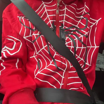 Spider Web Red Graphic Hoodies Men's Clothing Warm Harajuku Vintage Grunge Y2k Zip Up Hoodie For Men And Women Sweatshirt Tops 3