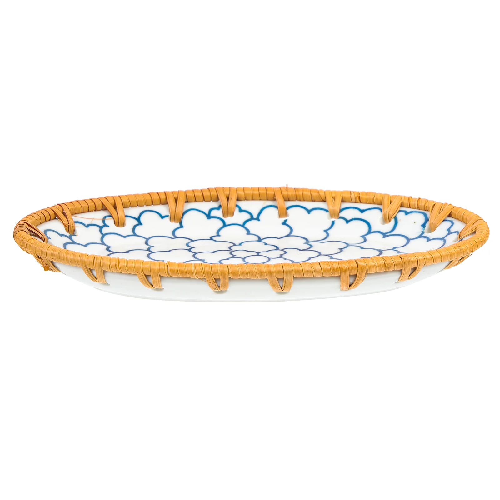 

Basket Woven Tray Serving Ceramic Rattan Fruit Plates Plate Snack Bread Storage Dishes Dish Oval Baskets Decorative Vegetable