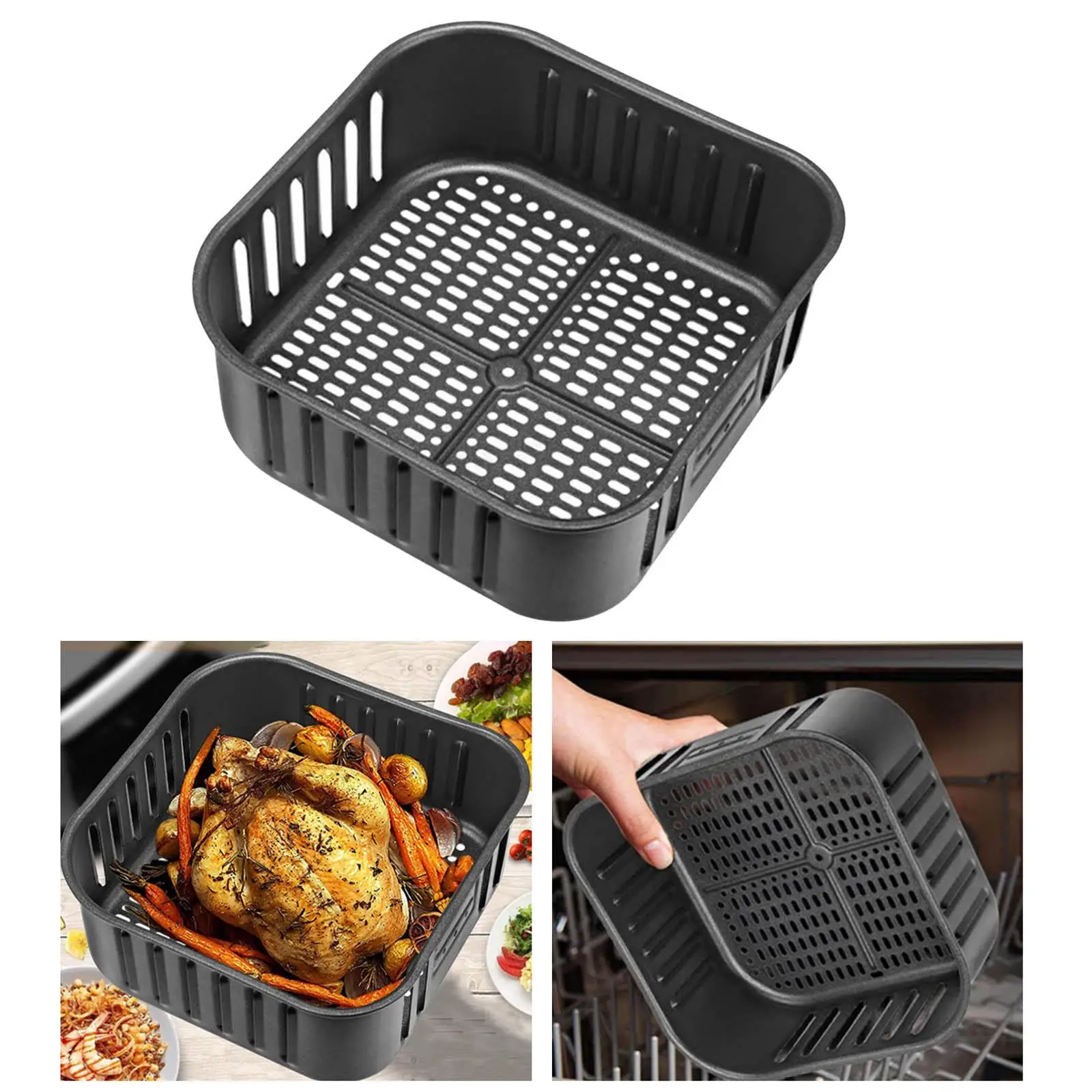 

5.8Qt Non-stick Air Fryer Basket Baking Drain Oil Pan Frying Accessories Kitchenware Dishwasher Safe