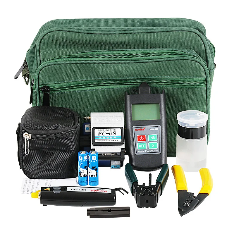 10 pcs Fiber Optic FTTH Tool Kit with Power meter VFL FC-6S Fiber Cleaver Wire stripper CFS 2 Miller cold junction tool sets