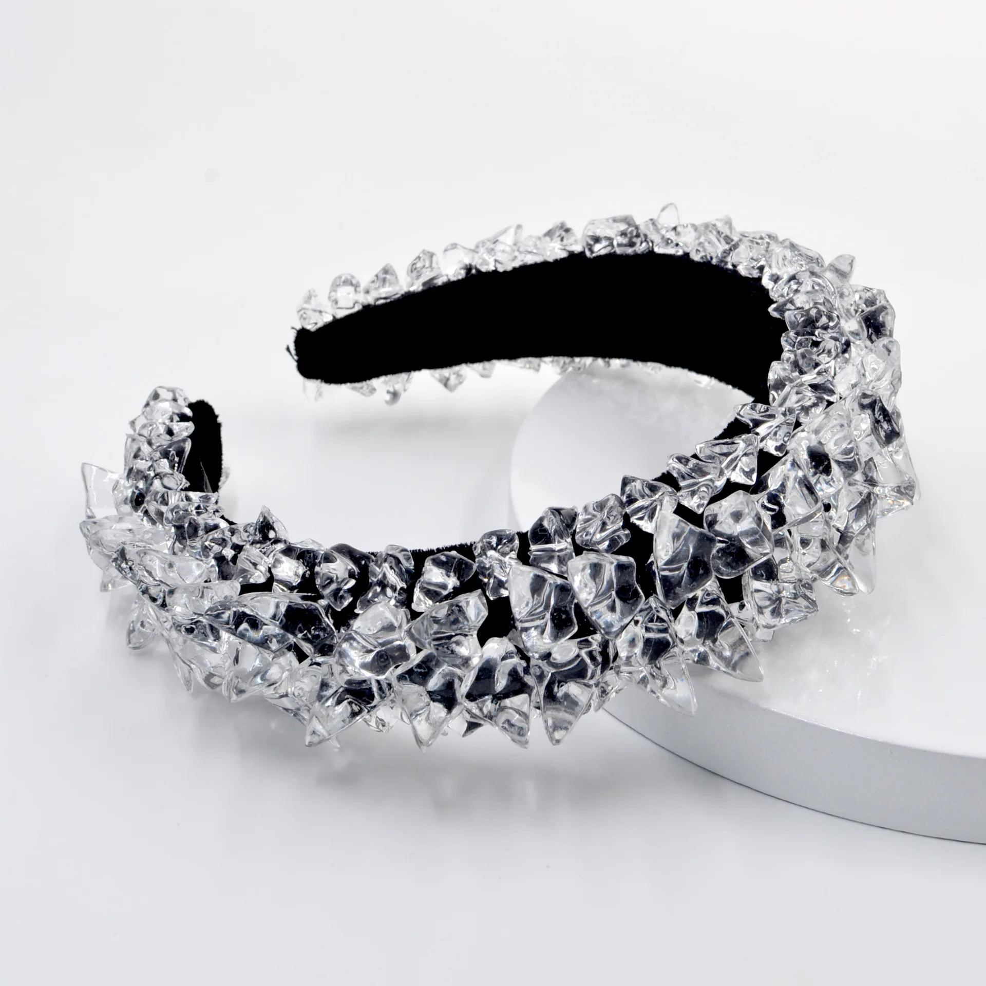 

higood Large crystal ice hair band European and American Baroque sponge hair accessories wholesale new headwear headband female