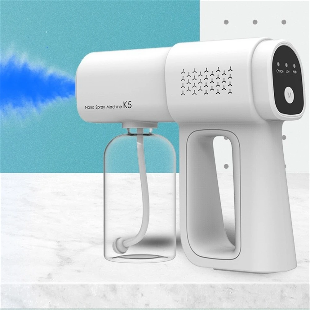 

Atomization Disinfection Fog Machine USB Charge Handheld Nano Electric Sterilizer Blue Light Alcohol Sprayer Portable Mist Spray