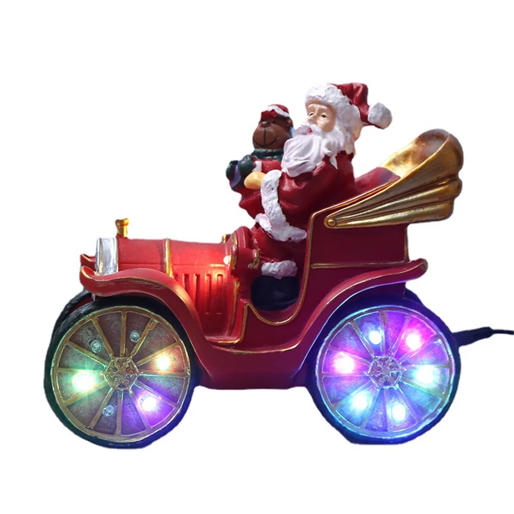 

Санта-Клаус Вождение тренирует светящиеся музыкальные искусственные цветные огни креативные Рождественские Украшения настольные украшения