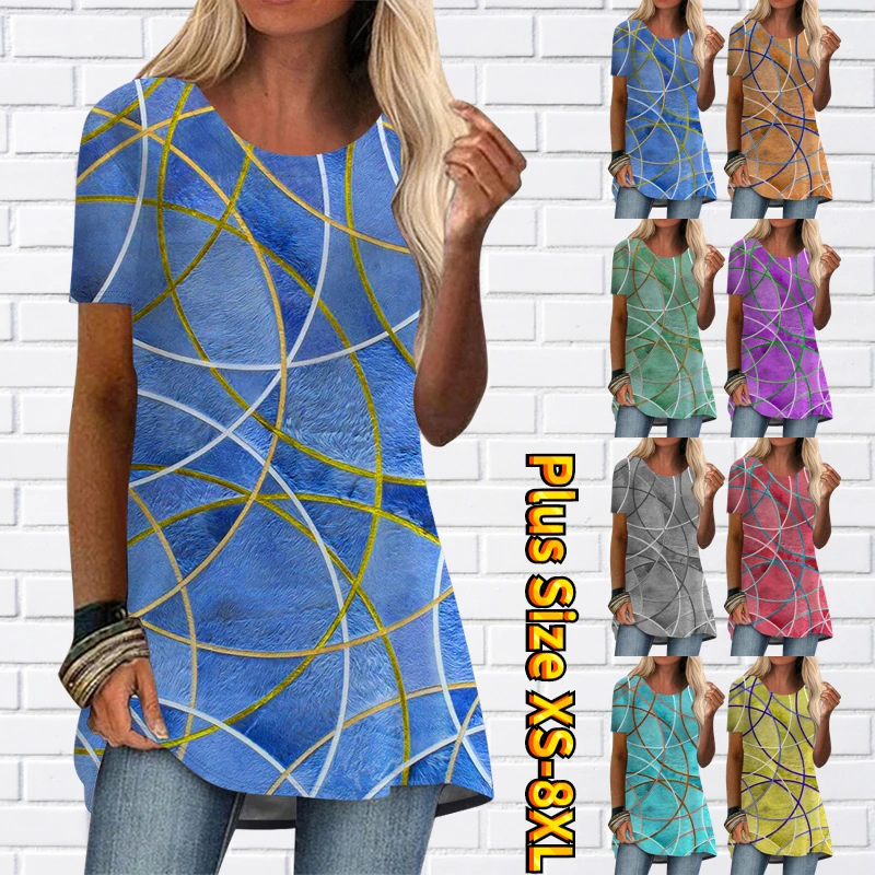 

2023 Fashion Oversized Tops Casual Female Tee Summer Short Sleeve Round-Neck New Women 3D Flower Print T Shirt Loose XS-8XL