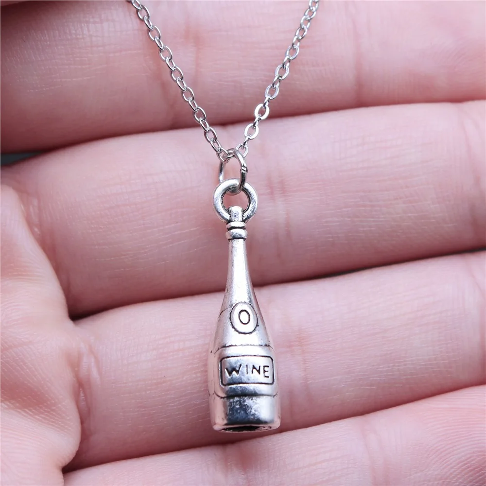 

Прямая поставка, ожерелья под старину серебряного цвета, 8x27 мм, винная бутылка, короткая цепь, чокер, ожерелья