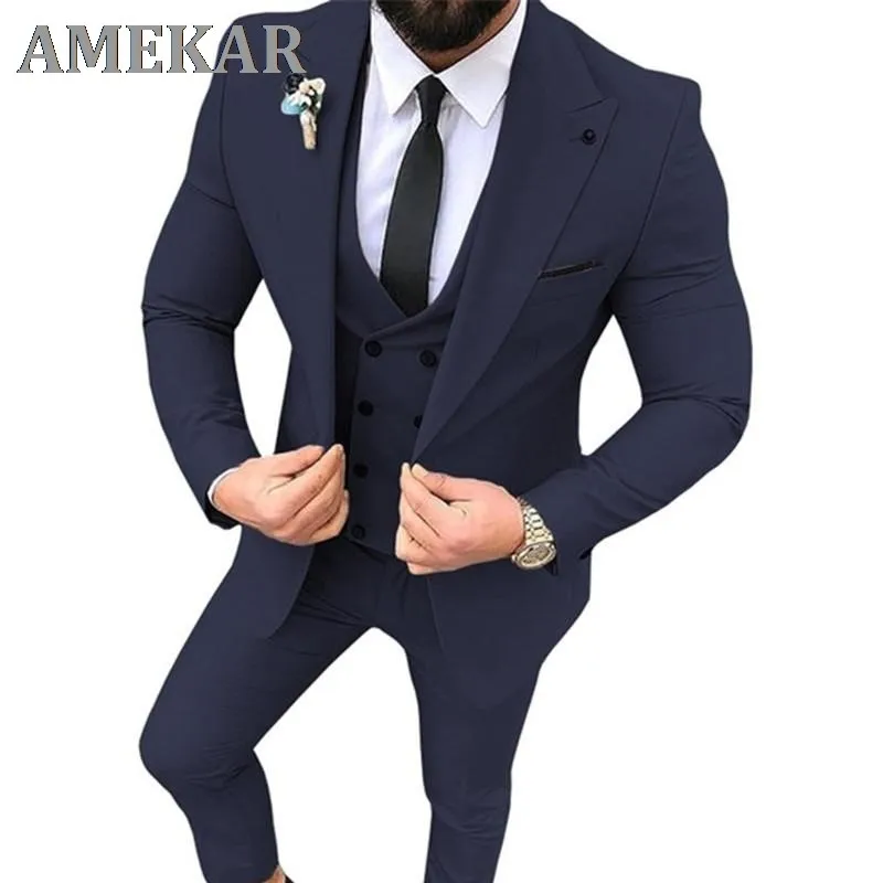 

Bridegroom Slim Wedding Tuxedos Beige 3 Piece Suit Fit Groomsmen Suits Men Business Party Prom Blazer(Jacket+Pants+ Tie+Vest
