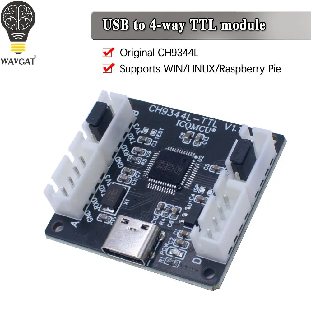 Плата расширения интерфейса с 4 USB на TTL serial port module CH9344L TYPE-C