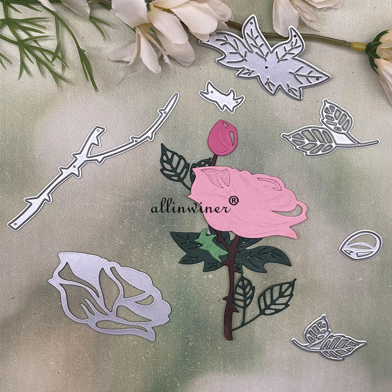 

Rose branch Metal Cutting Dies Stencils For DIY Scrapbooking Decorative Embossing Handcraft Die Cutting Template