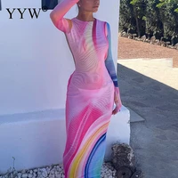 2022 contrast color long skirt european and american womens clothing fashion personality slim fit thin backless strappy dress
