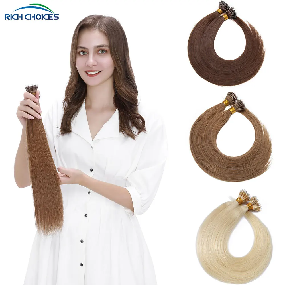 

1g/strand Nano Rings Hair Extensions Nano Tip Human Hair Cold Fushion Pre Bonded Stick Tipped Hair Piece Highlight