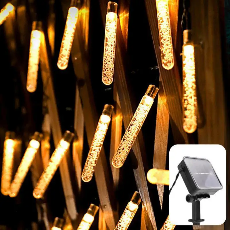 

50LED Solar Light Outdoor Lamp String Lights 8 Modes Bubble Column Lamp Holiday Party Waterproof Lights Garden Decoration Lamps