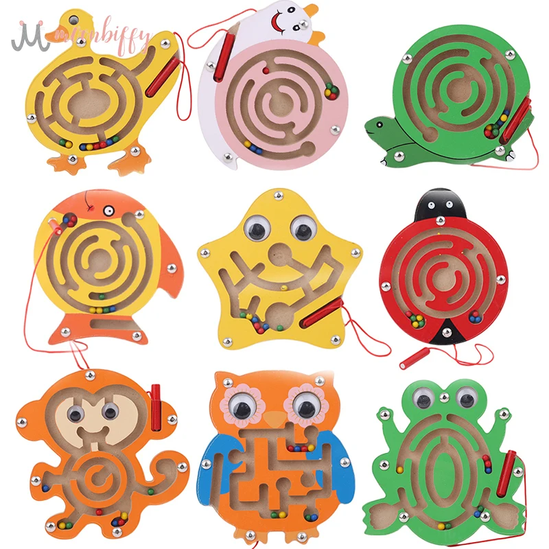 

ChildrenToy Magnetic Maze Toy Kids Wooden Puzzle Game Toy Kids Early Educational Brain Teaser Wooden Intellectual Jigsaw Board
