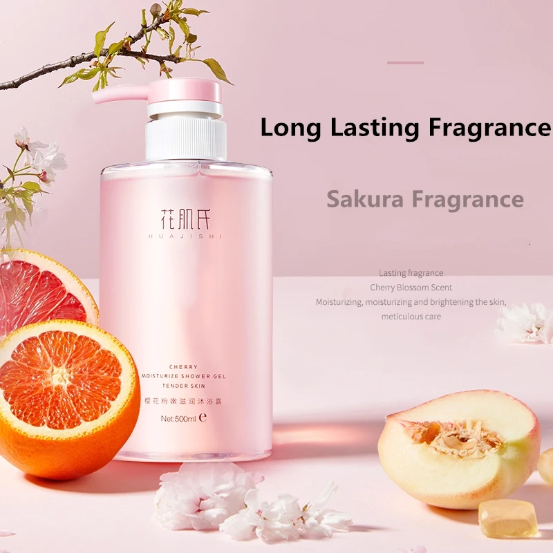 

500ml Flower Muscle's Cherry Blossom Powder Moisturizing Shower Gel Lasting Fragrance Large-capacity Family Pack