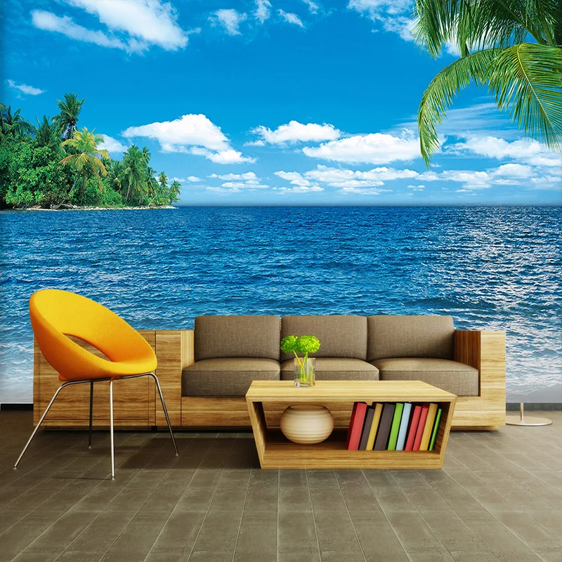 

Custom Any Size Mural Wallpaper Sea Beach Landscape Photo Wall Painting Living Room TV Background Luxury Home Decor