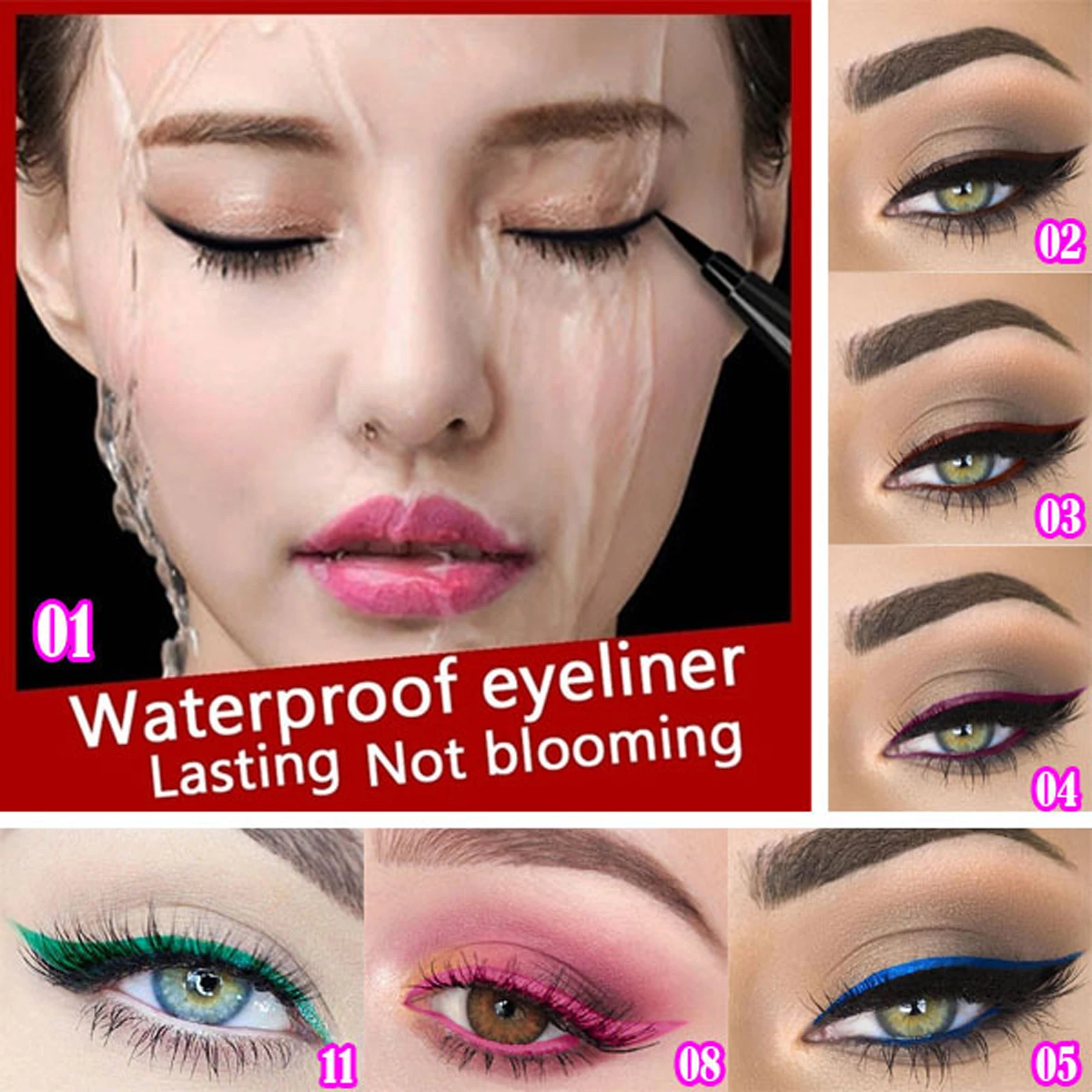 

5 Colors 36H Black Eyeliner Pencil Waterproof Long-lasting Eye Liner Liquid Pen Precision Smudge-Proof Smooth Beauty Makeup Tool