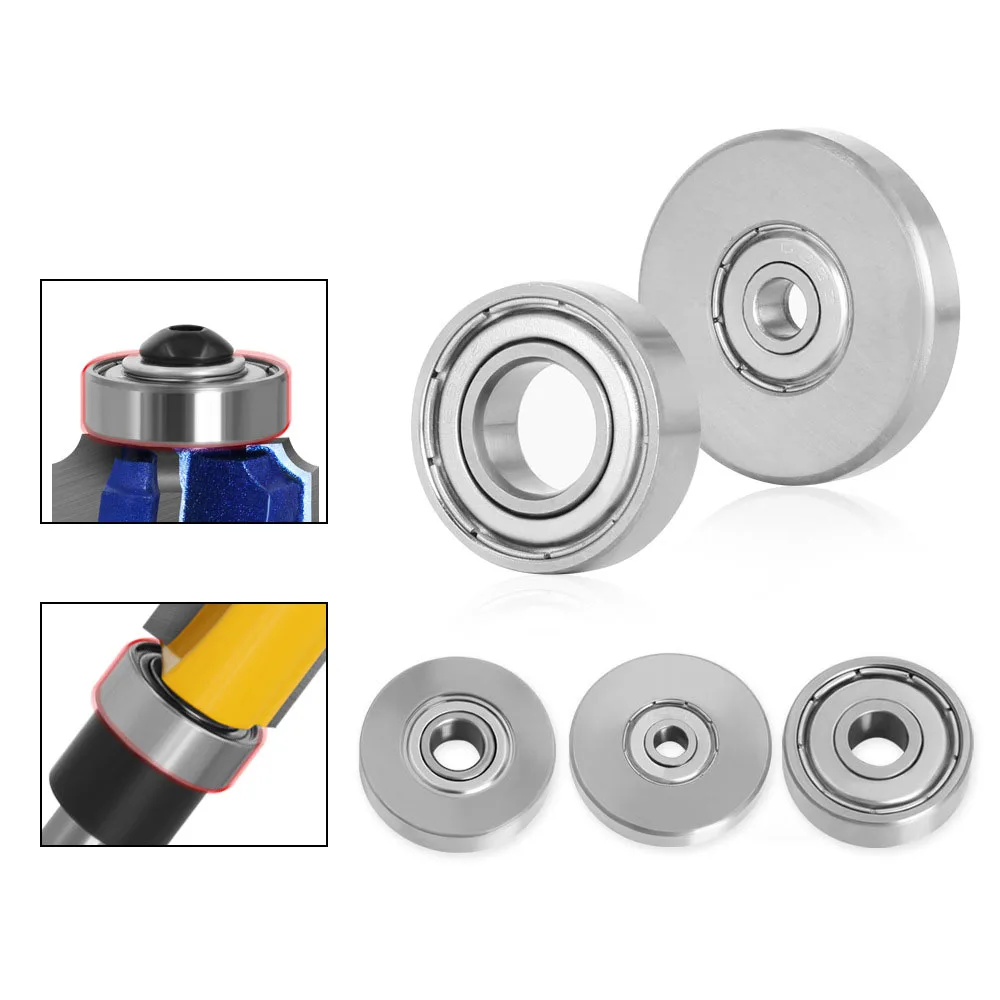 

Durable Steel Bearings Accessories Kit Fits for Router Bits Heads and Shank Top Mounted 1/2, 3/8, 3/4 Bearing & Stop Ring