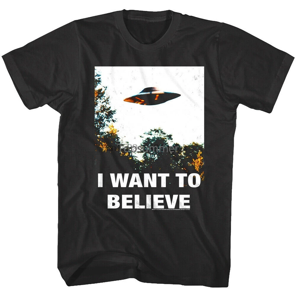 

The X Files I Want To Believe Flying Saucer Mens T Shirt Ufo Mulder Scully Fbi