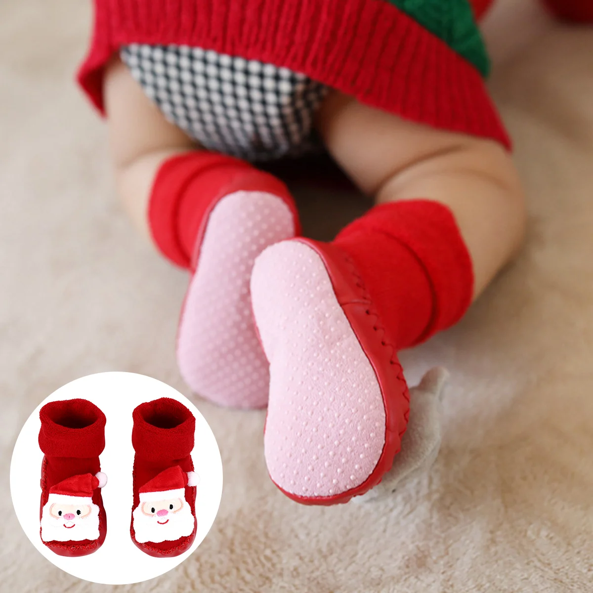 

Рождественские детские ботинки носки для малышей новорожденных мальчиков Нескользящие Мультяшные детские Нескользящие хлопковые напольные Симпатичные