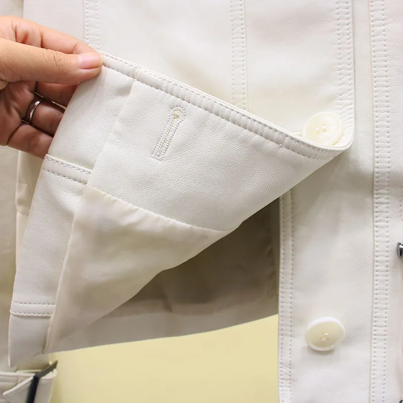 Slim Skinny Girl's  Motorcycle Jacket Women's Spring  Autumn Korean Short Waist Collection PU Leather Coat Drawstring Top