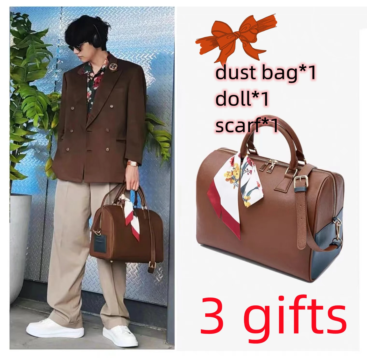 

Kpop Bangtan Boys V Design Mute Boston Bag Messenger Bag Give Away Postcards And Dolls Large Capacity
