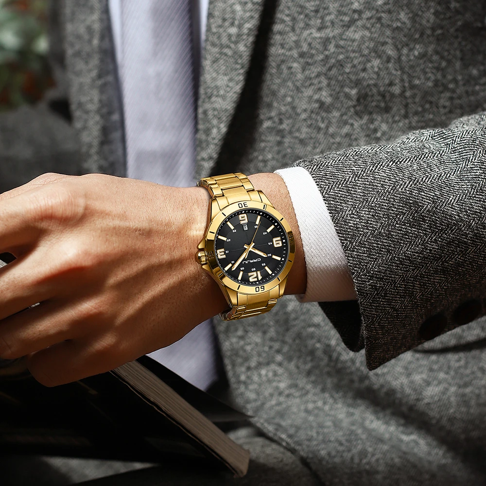 CRRJU модные новые мужские кварцевые часы из нержавеющей стали Роскошные наручные