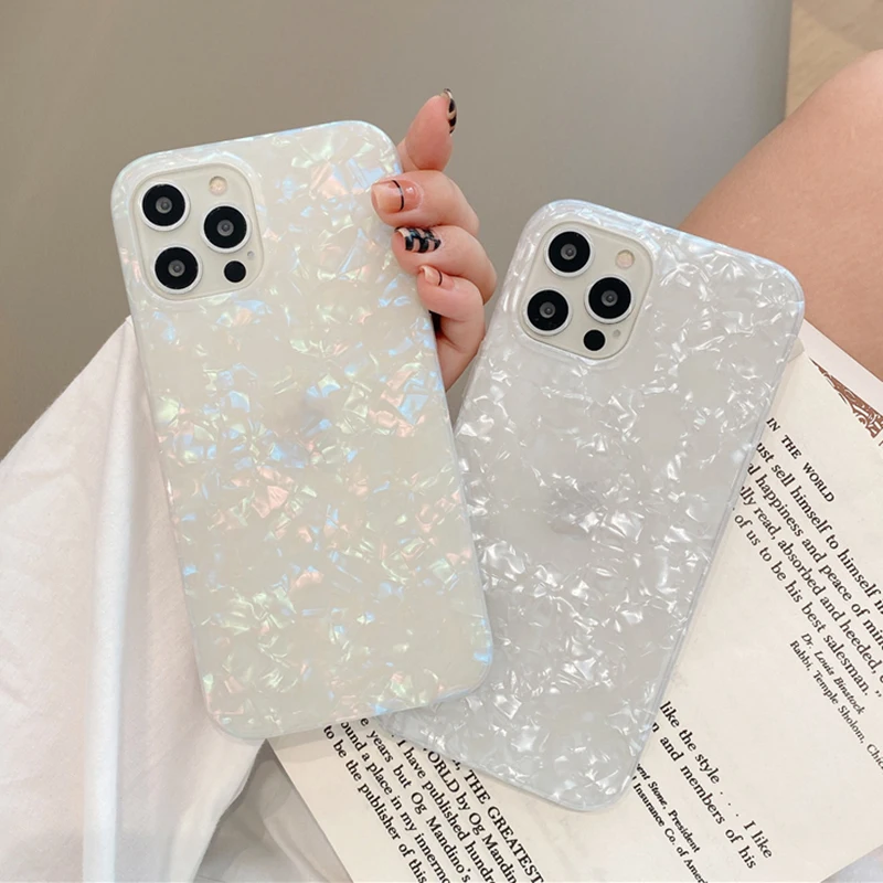 

Luxury Marble Dream shell Pattern Phone Case For iPhone 13 12Pro 11Pro Max XR X XS Max 7 8Plus 12 11 Soft Silicone Glitter Cover