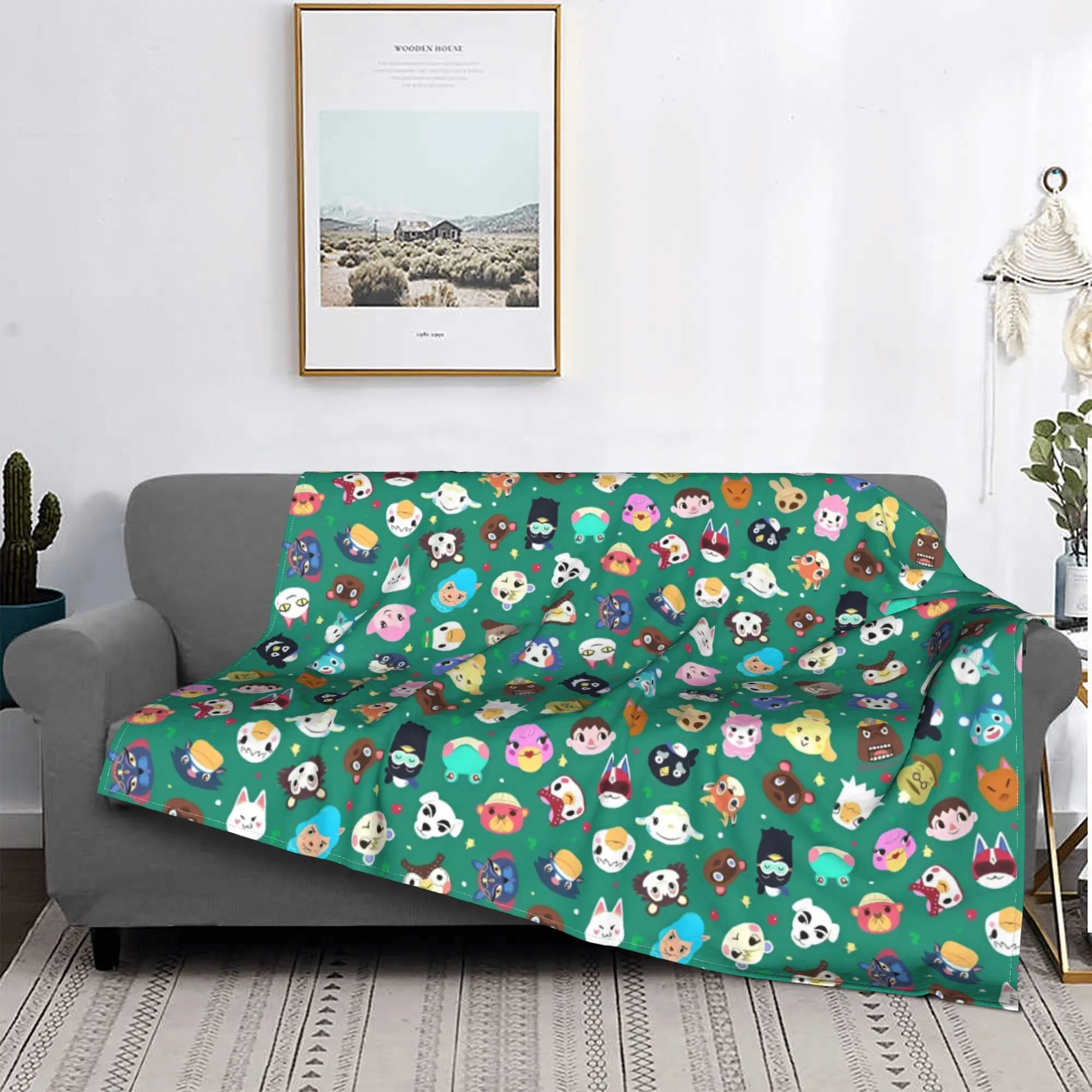 Мягкое бархатное одеяло с изображением животных для путешествий