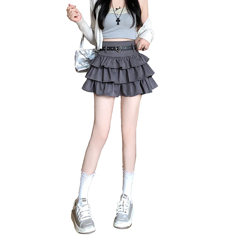 Женская повседневная черная мини-юбка серая юбка в стиле торт сексуальная с