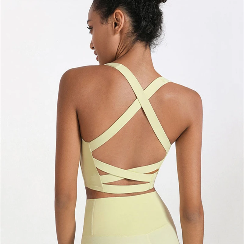 

Yoga Sports Bra Cross Beauty Back Sexy Fitness Bras Women Push-up Gym Underwear Running Workout Crop Top