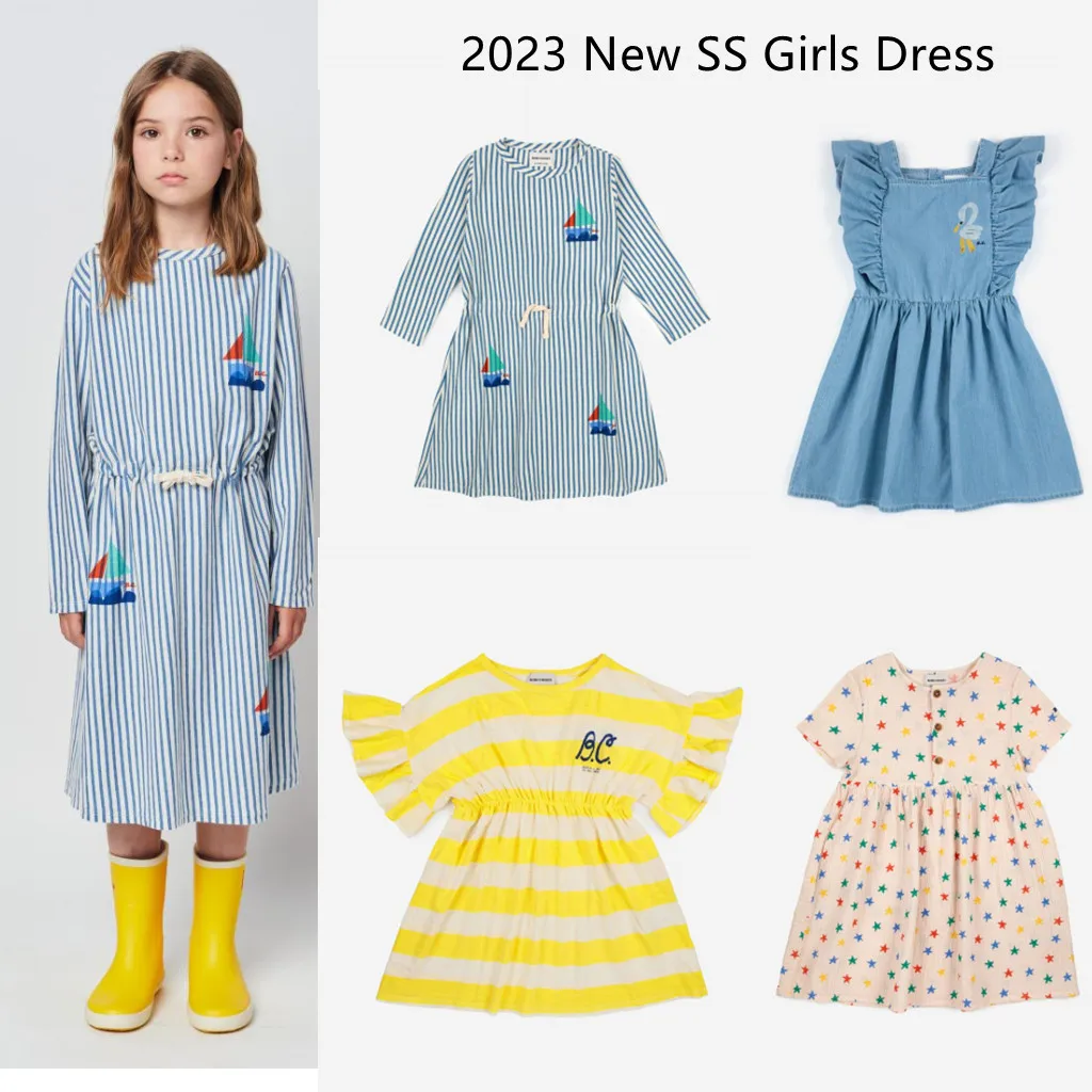 

Korean Child Girls Short Sleeve Dress 2023 BC New SS Summer Kids One-Pieces Princess Dress Children's Outwear Dress Clothings