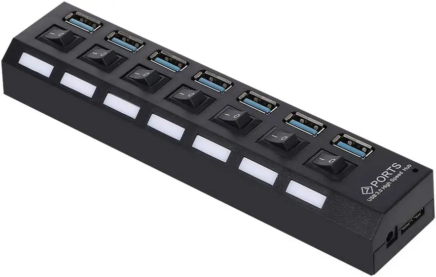 

HUB USB Romacci 7 portas USB 3.0 HUB USB Splitter 7 portas expansor com switch para PC