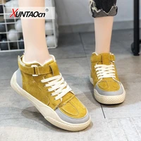 women winter shoes ladies fashion sneakers fur lined hook loop lace up tenis 2022 feminino high top shoes suede leather 35 43