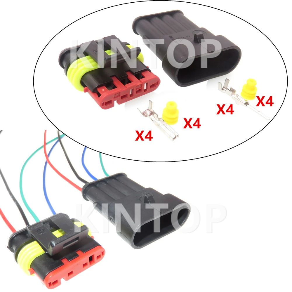 1 компл. 4 контакта 282088-1 Автомобильный водонепроницаемый разъем с проводами Автомобильный штекер гнездовой разъем 282106-1 Автомобильный жгут проводов гнездо