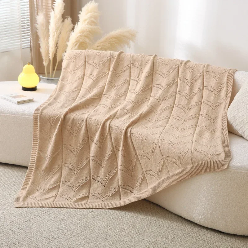 Простое однотонное вязаное шерстяное автомобильное авиационное одеяло домашнее