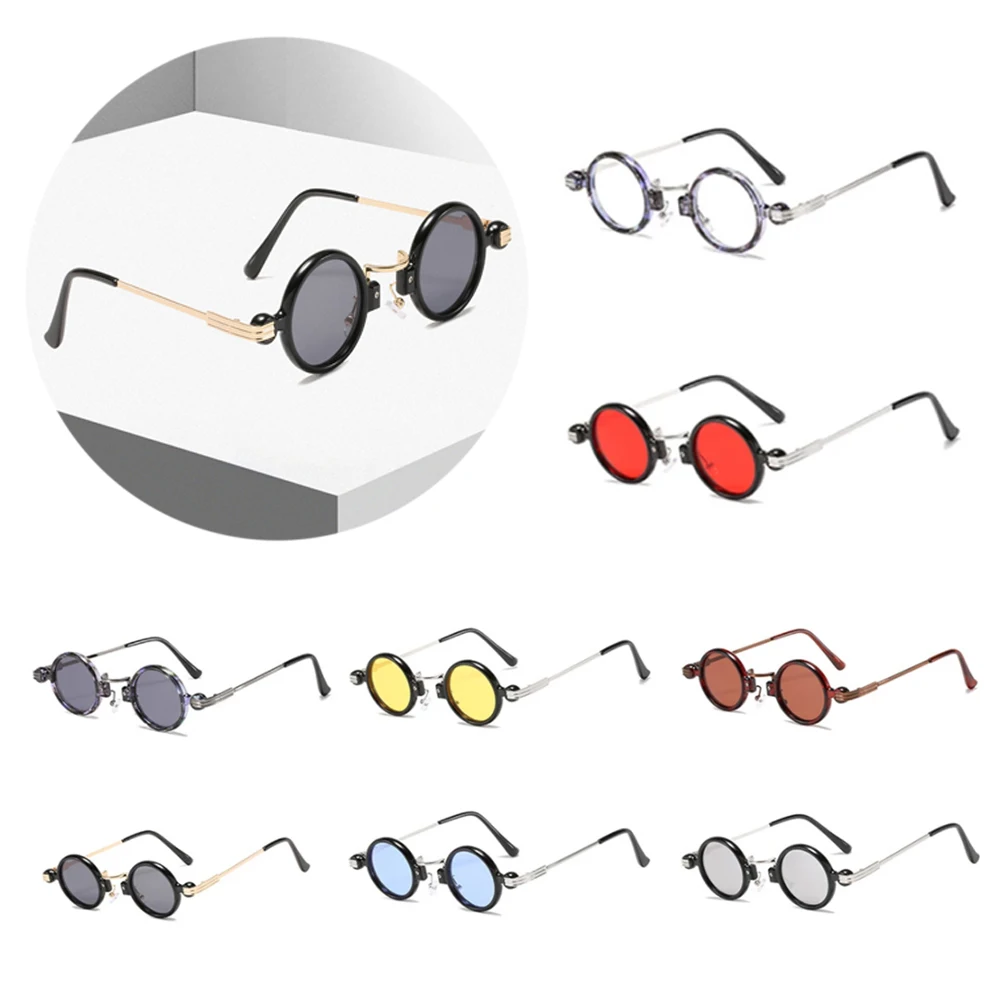 

2023 New Fashion Retro Steampunk Small Round Sunglasses Unisex UV400 Metal Plastic Sun Glasses Trendy Street Shooting Glasses