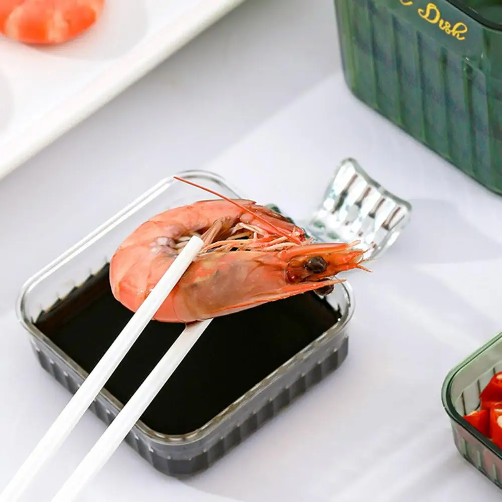 

Sturdy Appetizer Dish Easy to Clean Table Garbage Appetizer Plate Tray Curved Handle Square Seasoning Dish Kitchen Supplies