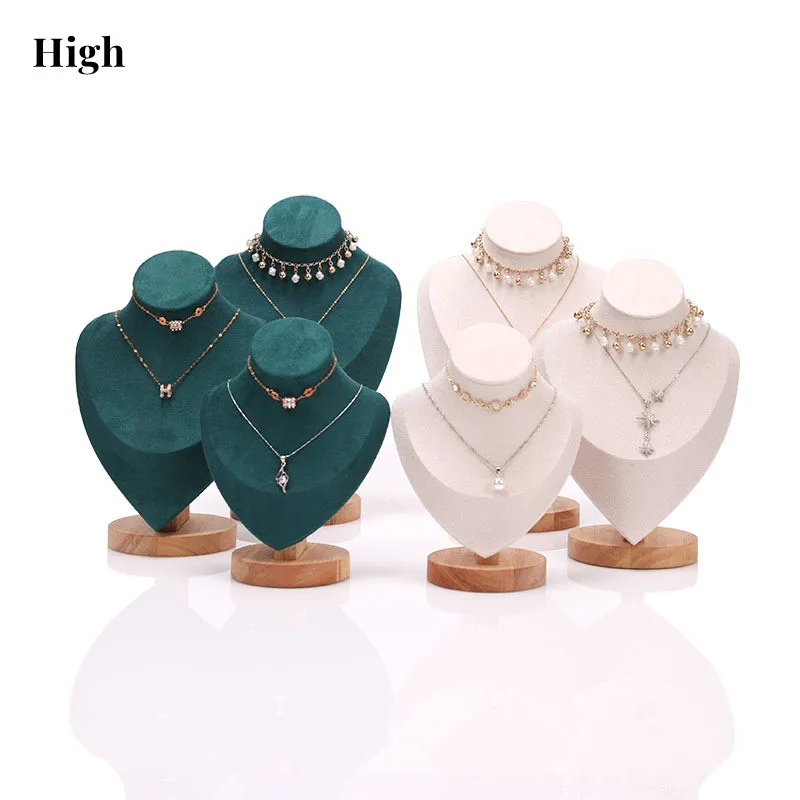 

New High Quality Velvet Necklace Model Bust Show Exhibitor Jewelry Display Pendants Mannequin Stand Organizer Beige/Black