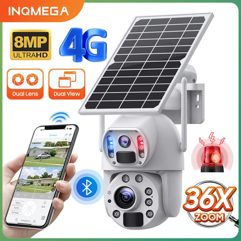Камера уличная INQMEGA на солнечной батарее, 8 Мп, 36X зум, 4G, Wi-Fi
