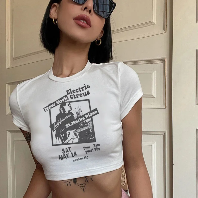 

Кроп-Топ женский в стиле 1920-х годов, с цирком, Нью-Йорком, скрипентиной и знаком, волшебное место, гранж, стиль кибер, y2k, Готическая уличная од...