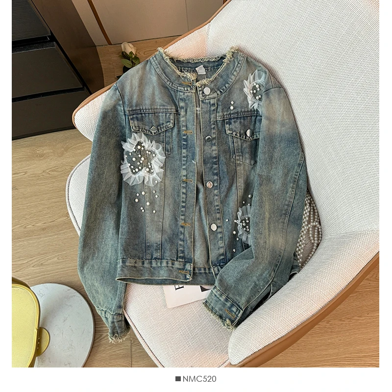Куртка женская джинсовая в стиле ретро стильная повседневная верхняя одежда из