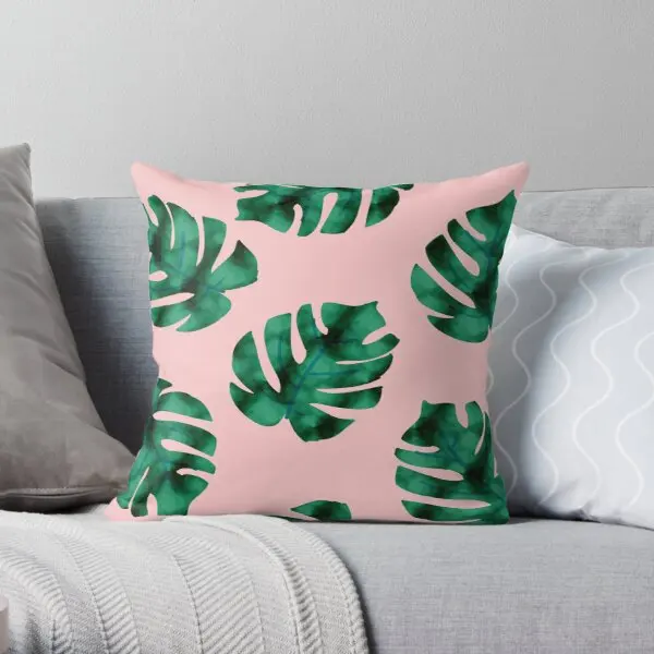 

Tropical Fern Leaves On Peach Printing Throw Pillow Cover Wedding Anime Comfort Decorative Decor Hotel Pillows not include